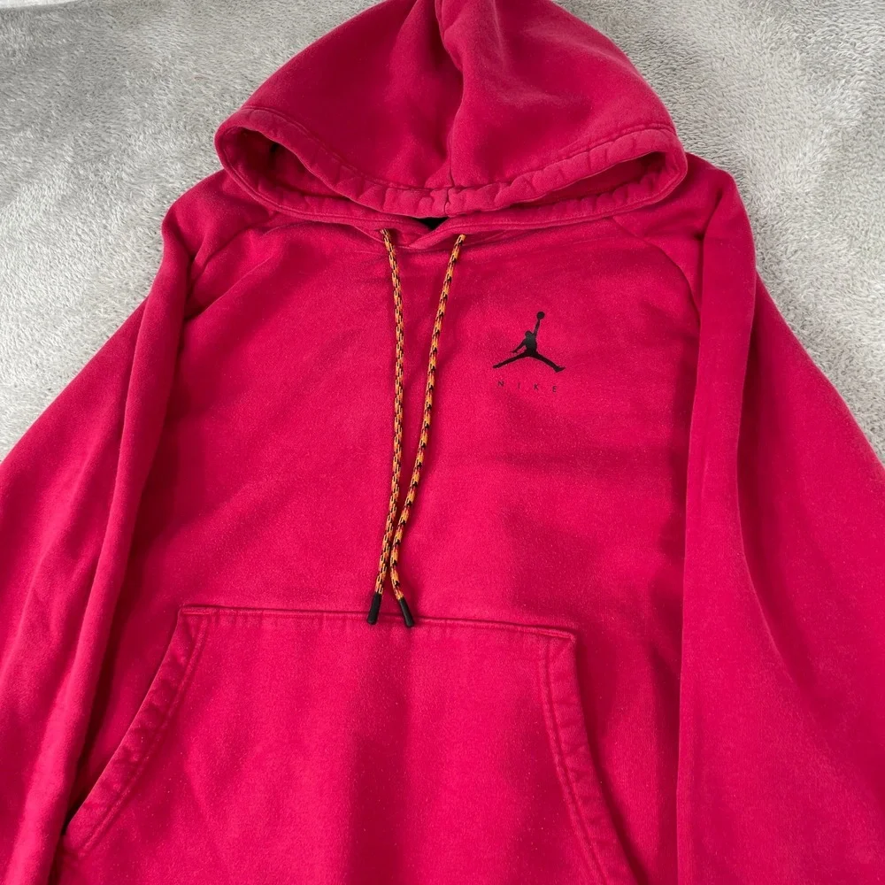 Jordan Jumpman Hoodie Mens Large Red Topographic Back Graphic Fleece Pullover